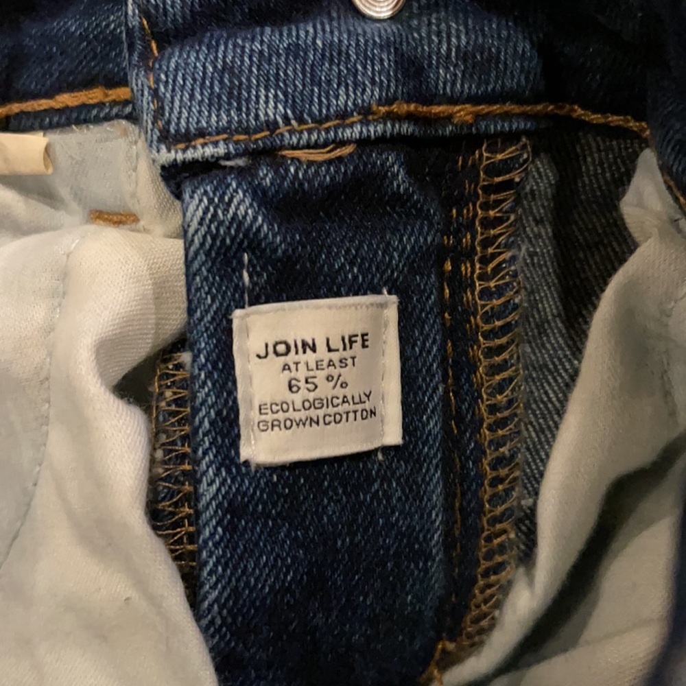 Zara Denim Cutoff High Rise Short Frayed Hem Med Wash Ecological Grown Cotton-2 - Picture 7 of 7